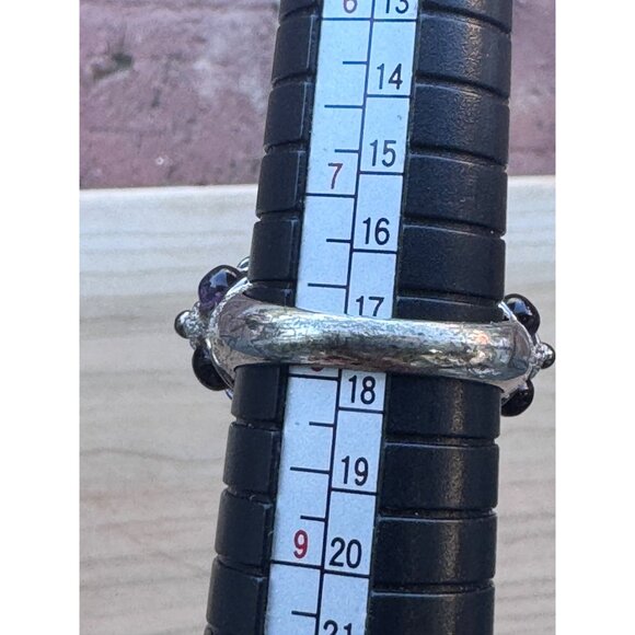 Sterling Silver 925 Ornate Ring w/ Malachite Center & Amethyst Accents Bali Boho - Picture 12 of 12